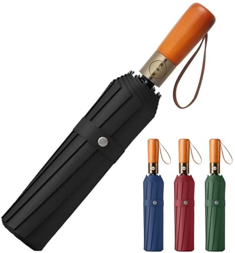Mijova Faltbarer Regenschirm, Auf-Zu-Automatik Taschenschirm, Leichtes Design, Winddicht und Regenfest Klappschirm für Männer und Frauen (eisenhaltig)