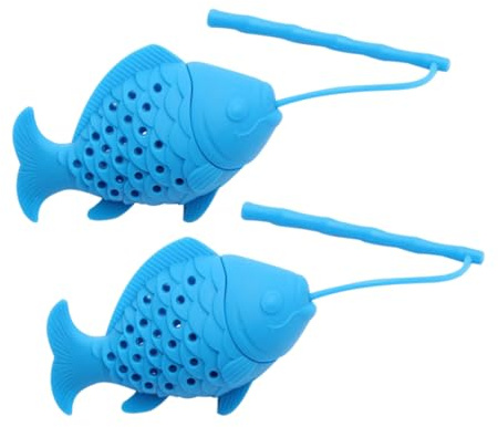 TOPBATHY Kreatives Teesieb Wiederverwendbarer Teefilter aus Silikon 2 Stück in Fischform Praktisches Zubehör für Losen Tee Geeignet für Kräuter und Gewürze für Zuhause
