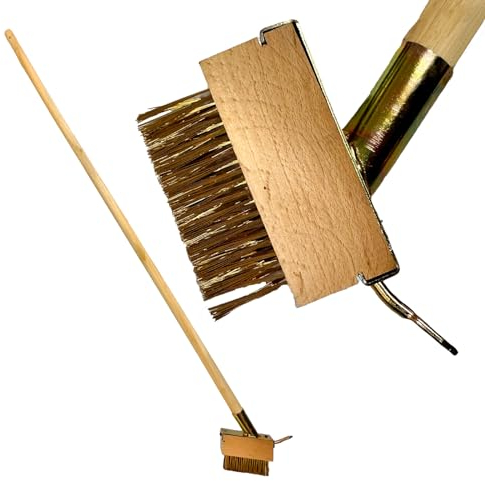 LSC Weed Remover Tool Long Wooden Handle for Cleaning Patios Garden Brush Patio Cleaner Wire Brush with Angled Wire Bristles Steel Puller for Cleaning Block Paving and Driveway (PACK OF 1)