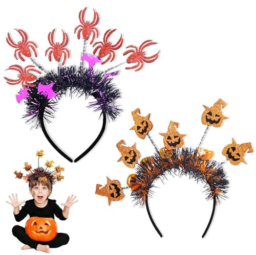 MUYAPAY 2 Stück Halloween Haarreif, Hexenhut Haarreif Set Furcht, Halloween Stirnband Wiederverwendbar, Haarreif Halloween Kinder Niedlich, für Halloween, Cosplay, Kostümpartys, Mottopartys