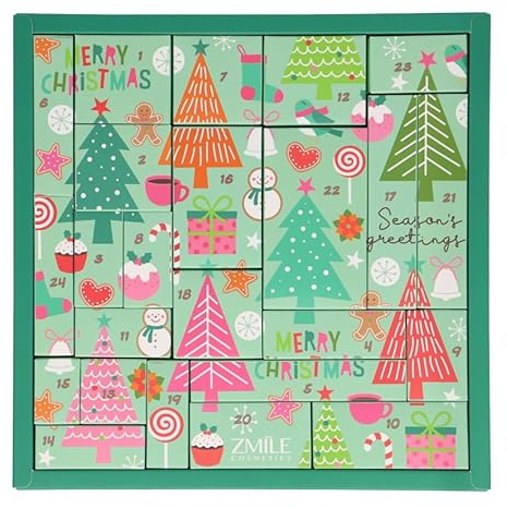 ZMILE COSMETICS Beauty Adventskalender 'Pinetrees' - 24 Überraschungen zum Schminken und Stylen im trendigen Puzzle-Adventskalender mit veganer Kosmetik