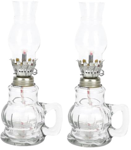 MUSISALY 2stücke Vintage Kerosinlampe Aus Glas Dekorative Petroleumlampe Für Tisch Wohnzimmer Und Notbeleuchtung Für Innenräume Und Romantische Abende