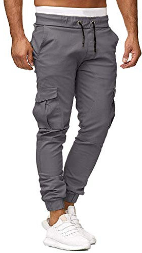 Cargohose für Herren, lockere Passform, Jogginghose, leichte Arbeitshose, Kordelzug, Outdoor-Sweathose, gerades Bein, flache Vorderseite, Chinohose, Loungehose, grau, XXL