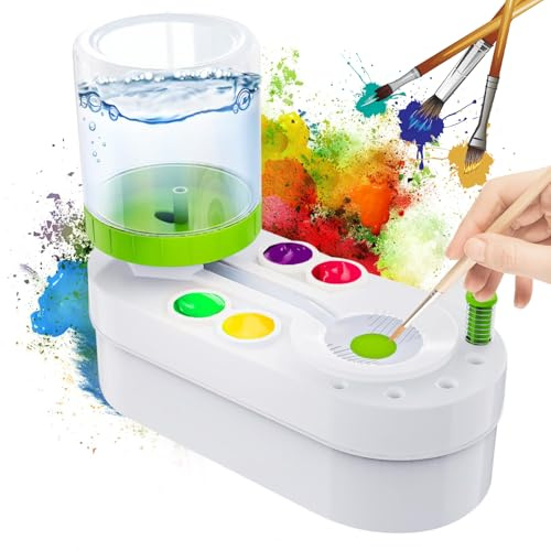 Prtoworior Brush Cleaner Pinselreiniger Bürstenspüler Paint Brush Rinser, Automatische Pinselspüler mit Fließendem Wasserkreislauf für Acryl, Aquarell, Malerei auf Wasserbasis Pinsel RinserArt Tool