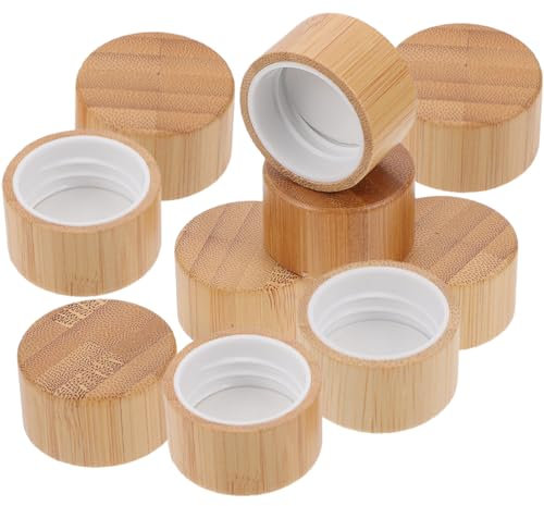 PRETYZOOM 10piezas Unidades Tapas De Bambú para Frascos De Vidrio con Rosca Interna Aptas para Roll y Aceites Esenciales Sellado Seguro y Recambio Práctico
