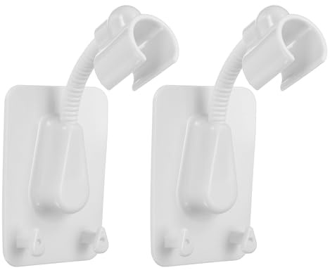 sourcing map 2 supporti per soffione doccia, adesivo forte, supporto regolabile per bacchetta della doccia, senza foratura, clip con gancio (bianco)