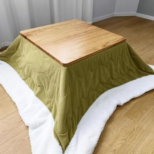 Easnuroz Mesa Calefactora Kotatsu Mesa Baja Multifuncional De Madera Sólida Calefacción Kotatsu Mesa Set De Mesa Calefactora Japonesa con Calentadores Y Mantas for La Familia(105 * 75 * 40cm)