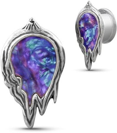 COOEAR Túnel de oreja y tapón de acero inoxidable, calibre de carne para pendientes, diseño de marco de fotos derretido, dilatador de piercing., 12 mm, Acero inoxidable, Arenisca