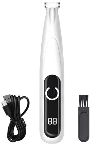Tondeuse de Toilettage pour Chien,Lame Large de 18 mm,Tondeuse Sans Fil pour Poils de Chat avec Écran LED,avec Lumière LED,Rechargeable par USB,Faible Bruit pour Poils Autour des Pattes,Yeux,Oreilles
