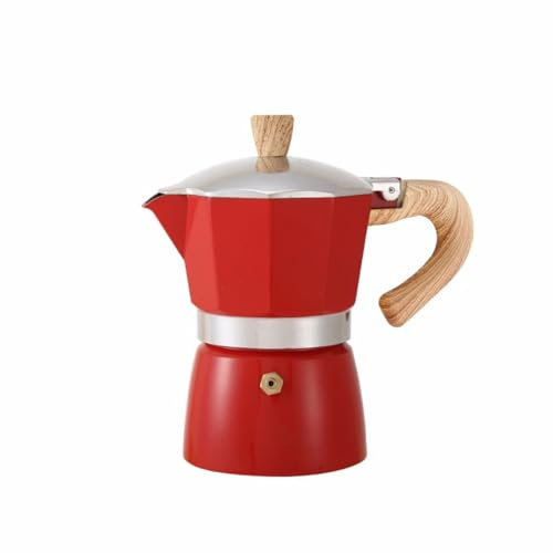 ZDDOUS Coffee Pot, Moka Pot Italian Coffee MakerStovetop Espresso Maker for Gas or Electric Ceramic Stovetop Camping Manual Cuban Coffee Percolator for Cappuccino or Latte (red)