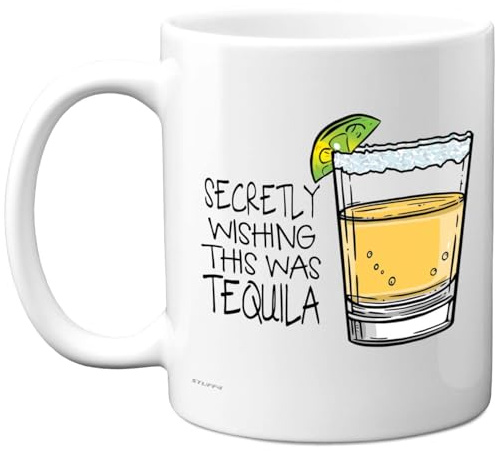Funny Mug for Women and Men, Secretly Wishing This was Tequila | Funny Birthday Mugs Present Gifts for Friend Family Colleague, 11oz Ceramic Coffee Humour Joke Banter Cup
