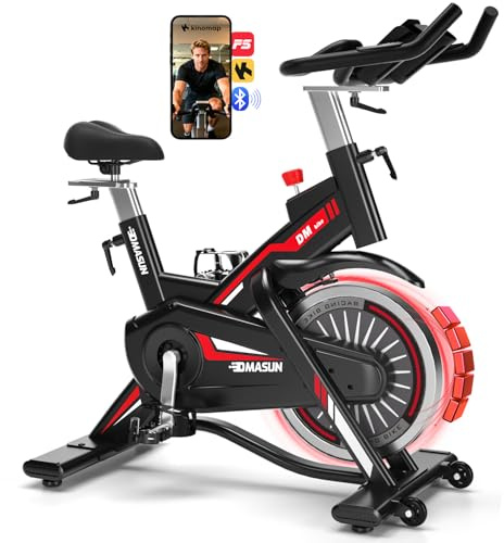 Heimtrainer Fahrrad, DMASUN Hometrainer Fahrrad mit 100% Widerstand, Leise & Stabil, Ergometer mit App Kompatibel & LCD-Monitor, Verbessertes Indoor Fitnessbike für zuhause, 160/180Kg Belastbar