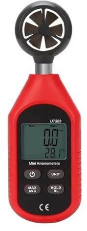 TIEOAXFT Anémomètre portatif UT363, Mesure numérique de la Vitesse du Vent, testeur de température, Affichage LCD, débit d'air