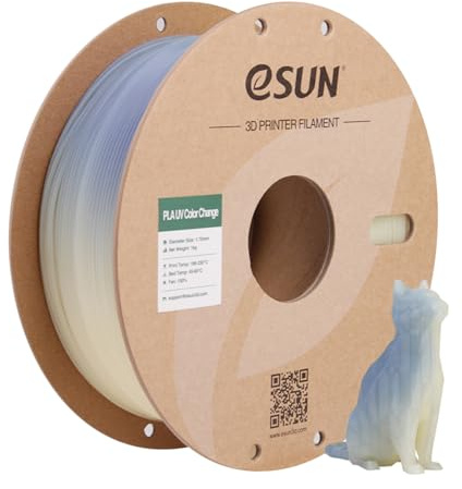 eSUN UV Farbwechsel PLA Filament 1.75mm, Maßgenauigkeit +/- 0.05mm, 1KG Spule (2.2 LBS) für 3D Drucker, UV Wechsel Blau