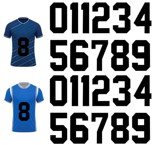 22 Blatt Bügelnummern 20 Cm 0 Bis 9 Zahlen Zum Aufbügeln Groß Schwarz Wärmeübertragung Nummern Bügel Zahlen Aufkleber Buchstaben Zum Aufbügeln Für Trikots Sport T-Shirts Kleidung Stoff（2）
