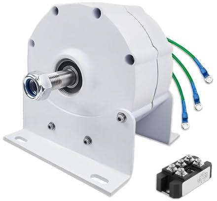 Glowdora Generador De Imán Permanente con Rectificador, Aerogenerador, Alternador Síncrono Trifásico De Baja Velocidad De 12 V, 24 V Y 48 V para Turbina Hidroeléctrica (con Base Y Eje Doble),24V