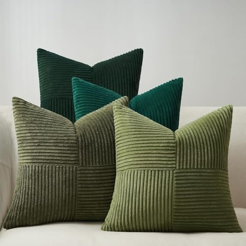 Topfinel 60x60 Kissenbezug Weihnachten grün 4er Set Samt Kissenhülle Kissenbezüge deko für Sofa Schlafzimmer Wohnzimmer Dekokissenbezug sofakissen dekokissen Balkon Kinder flauschig Farbverlauf