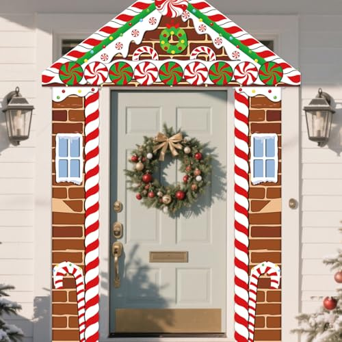 3 Stück Weihnachten Banner, 180cm Weihnachtsdeko für Veranda, Weihnachtstürdekorationen, Türkranz Weihnachten, Weihnachts Türbanner für Klassenzimmer Drinnen Draußen Haustür Veranda Wanddekoration