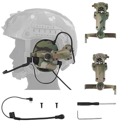 ACEXIER Tactical Helmet Headset - Noise Cancelling Communication Headphones, Reversible Mic, Foldable Design, NRR21dB Hearing Protection for Outdoor Activities (CP)