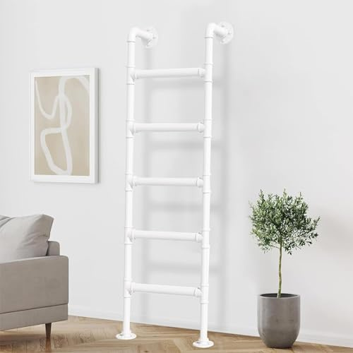 Échelle de lit murale en métal de 137 cm de rechange pour intérieur et extérieur, idéale pour une utilisation en sous-sol, escalade et accès au grenier, disponible en tailles de 120 cm à 165 cm, blanc