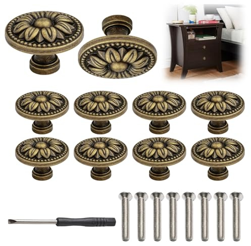 SongBuydn 8 Stück Schrankknöpfe Vintage, Möbelknöpfe mit 1 Stück Schraubendreher, Griffe Möbel, Antike Griffe Möbel für Schränke und Kommoden, Einfache Installationr