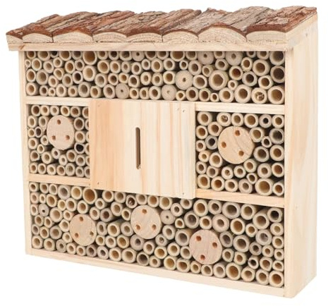 Hohopeti Maison Bois pour Insectes Décorative Hôtel à Abeilles Écologique pour Jardin Nid Naturel pour Insectes et Bourdons Cabane Bois Créative pour Cour et Balcon Décoration Jardin
