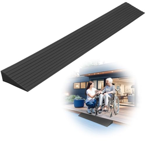 Türschwellenrampe, 100x8x3 cm Schwellenrampe, Türschwellenrampe Saugroboter, rutschfeste Oberfläche, für Saugroboter Rollator oder e Scooter. Kinderwagen Rampe Saugroboter