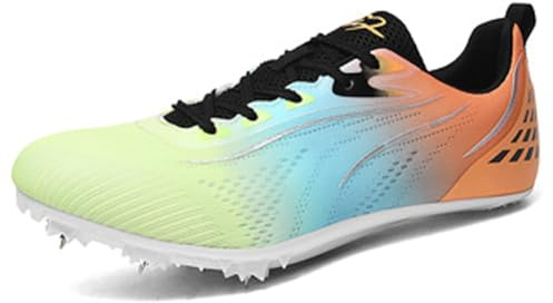 MiaZane Chiodati Atletica Professionale Uomo Donna Leggeri Traspiranti Scarpe Chiodate da Corsa con Design di Performance di Stile per velocità Mezzofondo e Salto in Alto,Arancia,41 EU