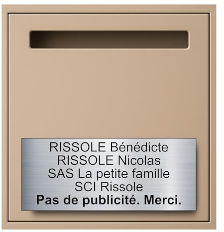 Plaque Boite Aux Lettres Personnalisable - 24x10 cm - 1 à 6 Lignes - Signaletique Personnalisée Gravée Grand Format - Étiquette Avec Nom Adhésive - Porte - Maison - Mur - Bureau (Argent Radial)