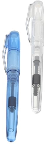 FRCOLOR Pluma de Caligrafía Recargable 2 Unidades Pincel Estilo Bolígrafo Transparente Blanco y Azul Punta Suave para Escritura Dibujo y Práctica de Caligrafía Artística