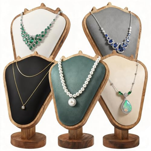 Vipxsa 5 Pcs Linen Jewelry Display Bust Necklace Display Stand Necklace Mannequin Holder for Jewelry Selling Trade Shows (JT-5PCS)