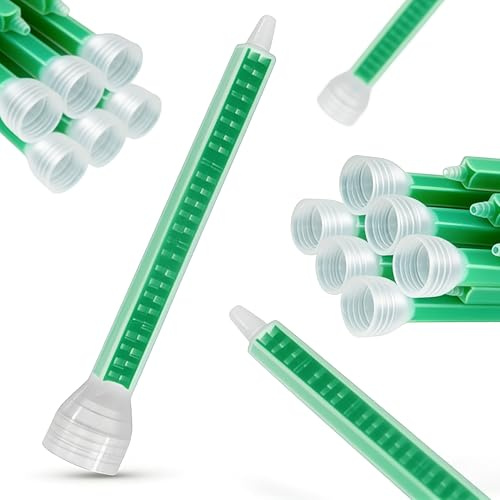 10PCS Epoxy Mixing Nozzles, Static Mixing Nozzle Tips for 1:1 & 1:2 Adhesive Cartridges, 24 Element Mixer, Disposable Tips for Resin, Epoxy, Marine, Automotive