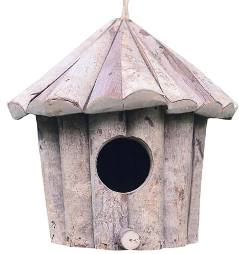 Kolibri-Nest – Dekoratives Holz mit Dach | Kolibri-Nistkasten Gartendekoration – für Zaunkönig, Spatzen, Finken, Sittich, Bluebird, Outdoor, Hof, Winter, Frauen, Liebhaber