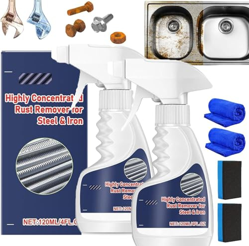 Générique Highly Concentrated Steel Rust Remover, Rust Remover, Puissant Dissolvant De Rouille pour Métal Et Acier Inoxydab, Protection Anticorrosion Durable, Action Rapide Et Facil (2pcs)