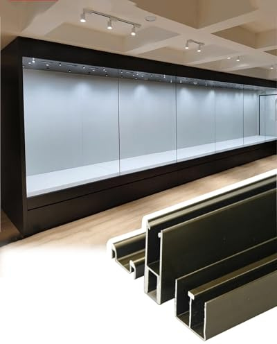 Sliding Door Track Kit for Display Cabinets and Wardrobes, Compatible with 5-6mm Glass Panels, Includes Lower Guide Channel for Smooth Operation