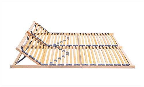 Sommier à lattes ECOFORM - Avec tête réglable et réglage de la dureté 120/140/160/180/200 x 200 cm - Cadre en bois à ressort, 160 x 200 cm