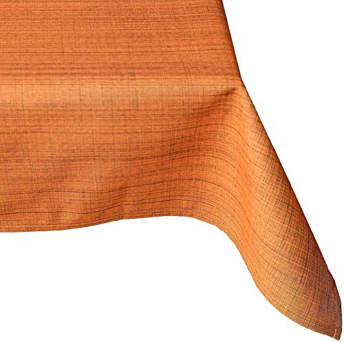 Outdoor Tischdecke recht-eckig 130x160 cm in orange meliert - Modernes Tisch-Tuch als wetterfeste Garten-Tischdecke - Abwaschbare Außenbereich Abdeckung als große Garten-Tische Camping Tisch-Deko