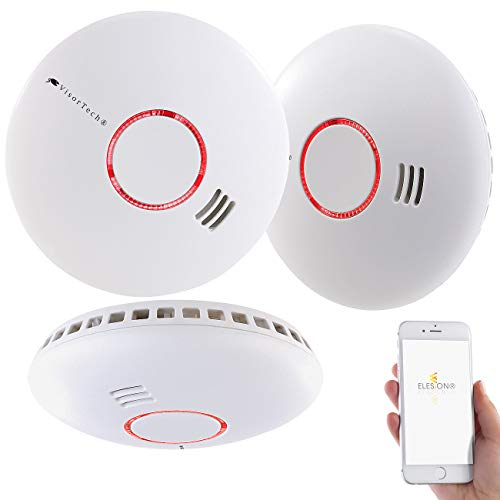 VisorTech Rauchmelder Elesion: 3er-Set WLAN-Rauch- & Hitzemelder mit weltweiter App-Benachrichtigung (Smart Home Rauchmelder, auf Handy, Alarmanlage)