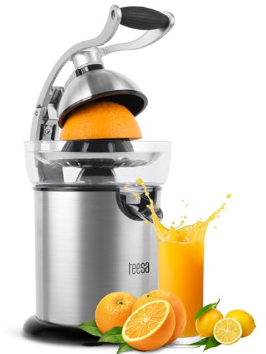 Teesa TSA3011 elektrisk citruspress, juicepress med handtag 130 W/350 ml rostfritt stål, silver