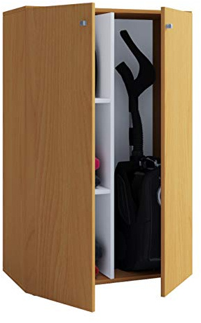 VCM Holz Besenschrank | 4 Fächer | Haushaltsschrank | Maße: B. 70 x H. 111 x T. 38 cm | 2 Drehtüren – Lona L