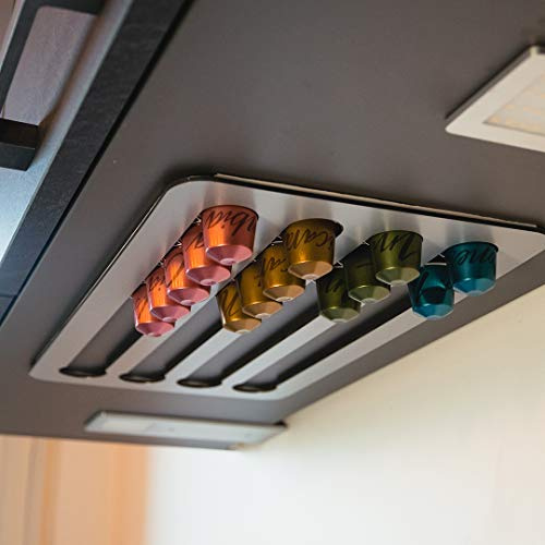 PODY® • Halterung für Kapseln, Kaffeekapseln • selbstklebend • Nespresso Klassik kompatibel • Aluminiumverbundstoff, Silber