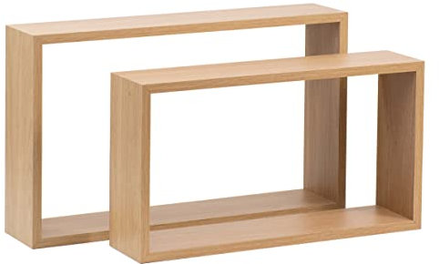 thesecrethome.es – Estante Rectangular - Estantería Balda Flotante Mueble Organización para Colgar - Set de 2 Tamaños - Baldas para Salón, Cocina, Habitación, Pasillo (Madera Natural)