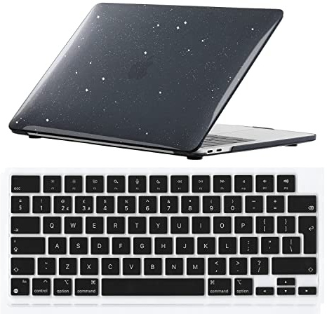 Se7enline Compatible with Best MacBook Pro Case 16 inch 2021 2022 2024 2023 M4 M3 M2 M1 A2485 A2779 A2991 A3403 Crystal Glitter Bling Shining Laptop Hard Shell Case with Keyboard Cover Skin,Black | 2 in 1 Matte Hard Shell Laptop Case with Keyboard Cover Anti-Scratch Heat Dissipation Full Port Access Slim Lightweight
