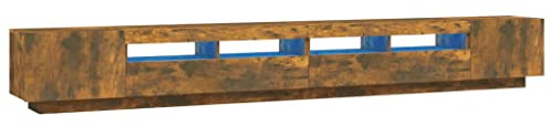 vidaXL TV Schrank Set 3-TLG. LED-Leuchten Lowboard TV Möbel Sideboard Fernsehschrank Fernsehtisch HiFi-Schrank Räuchereiche Holzwerkstoff