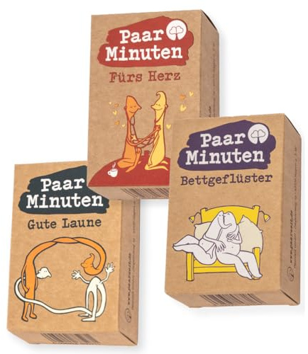 Paarzeit PaarMinuten Dreierpack – Einzigartige Geschenkidee zur Hochzeit, 3 Kartensets mit je 53 spielerischen Gesprächsimpulsen für Paare – Gesprächsimpulse für zwischendurch ... Dreierpack