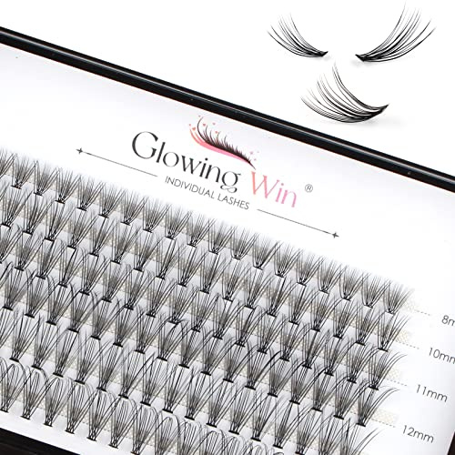 Glowing Win Wimpern Extensions Einzeln Cluster Lashes Natürlich 120PCS | 0.07D 20D Mix8-14mm, DIY Einzelwimpern Künstliche Wimpern Extensions Wimpernverlängerung Fake Lashes