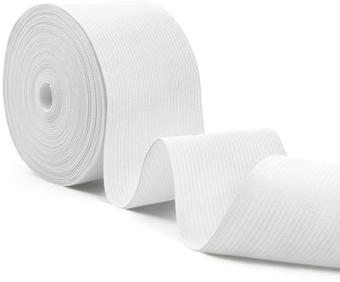 1 Rollo Cintas Elásticas 5m×5cm,Cinchas tapiceria,Cinta Elastica Costura | Goma Elastica Costura,Elastico Costura,Goma Elastica,para Ropa,Pantalones,Elástica Blanca