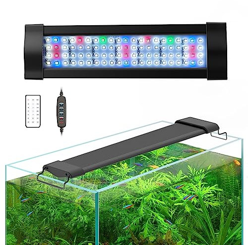 Lominie LED Aquarium Light, Planted Tank Light, Full Spectrum Fish Tank Light 40W with Timer Controller and Bracket for Freshwater Aquarium,IP67 Waterproof