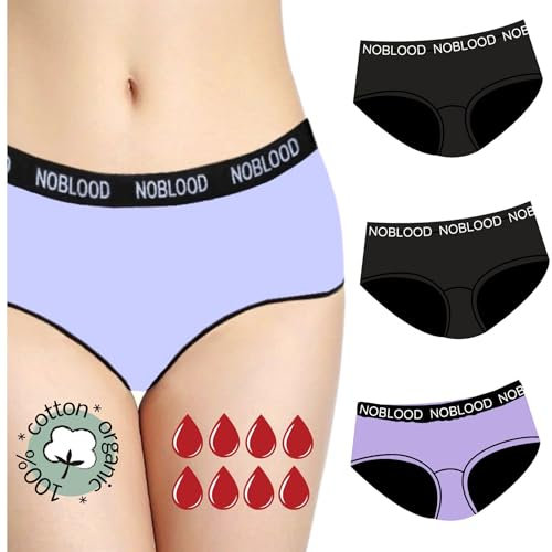 NoBlood 3er-Pack - Teenager Perioden Unterwäsche mit starkem Fluss (Teenager-Pack, Schwarz, M)