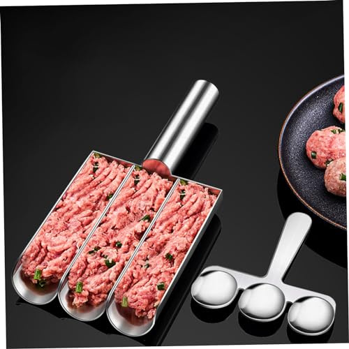 Fabricante de albóndigas, 2 piezas/set de albóndigas de acero inoxidable que prepara una cucharada con cuchara de corte, moho manual de albóndigas, preparación de albóndigas de bricolaje para albóndi